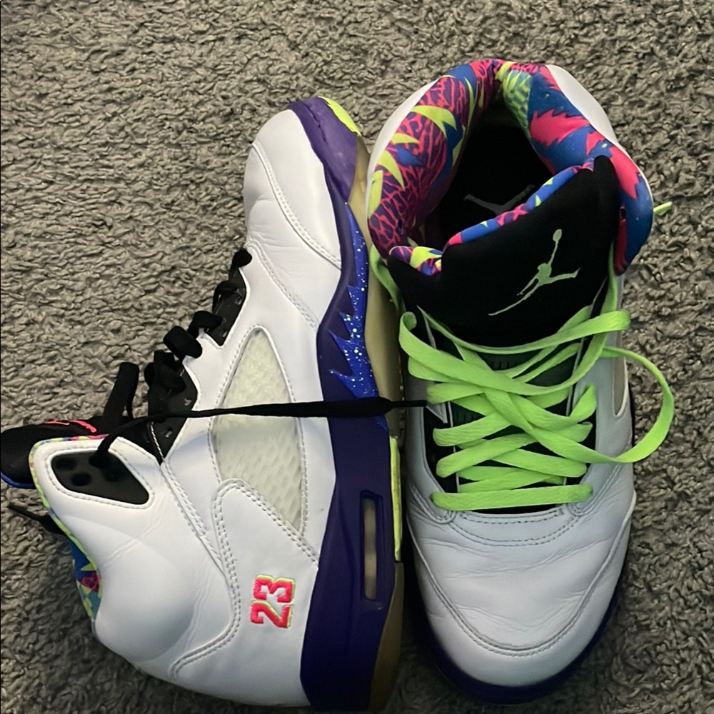 Jordan Athletic Shoes White and Black with Neon Accents - Picture 7 of 10